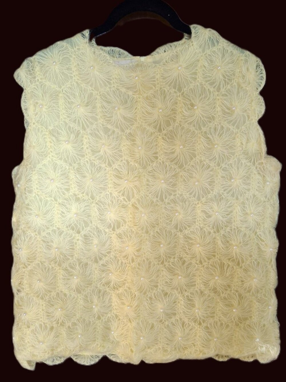 Vintage CrochetedSweater Vest with Pearls (Japan made)